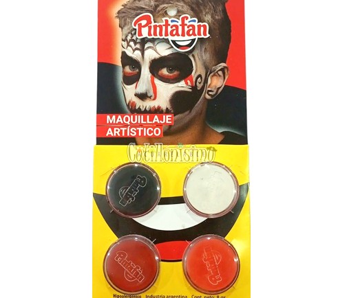 MAQUILLAJE ARTISTICO PINTAFAN HALLOWEEN 2 ROJO NARANJA BLANCO NEGRO SET X 4 8GR 05-05 1 BLISTERS